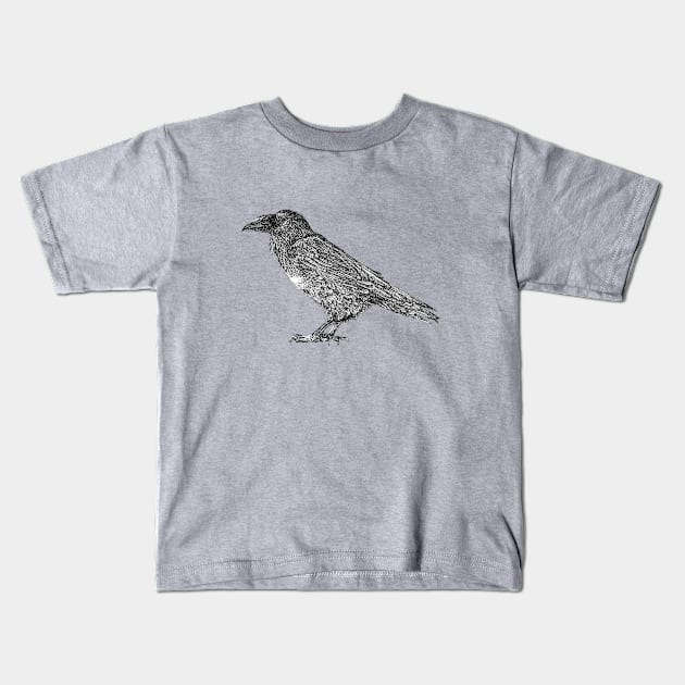 Raven pen and ink Kids T-Shirt by tsd-fashion